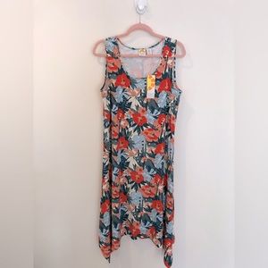 NWT C&C California Floral Hawaiian Tropical Palm Sleeveless Dress Women’s 1X